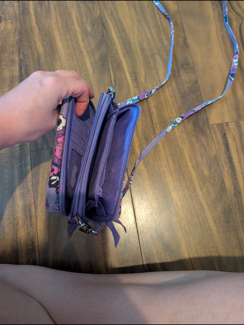 Vera Bradley Lavender Floral Quilted Crossbody Wallet